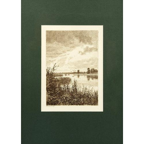 Офорт И.И.Шишкина «На реке после дождя» 1888
